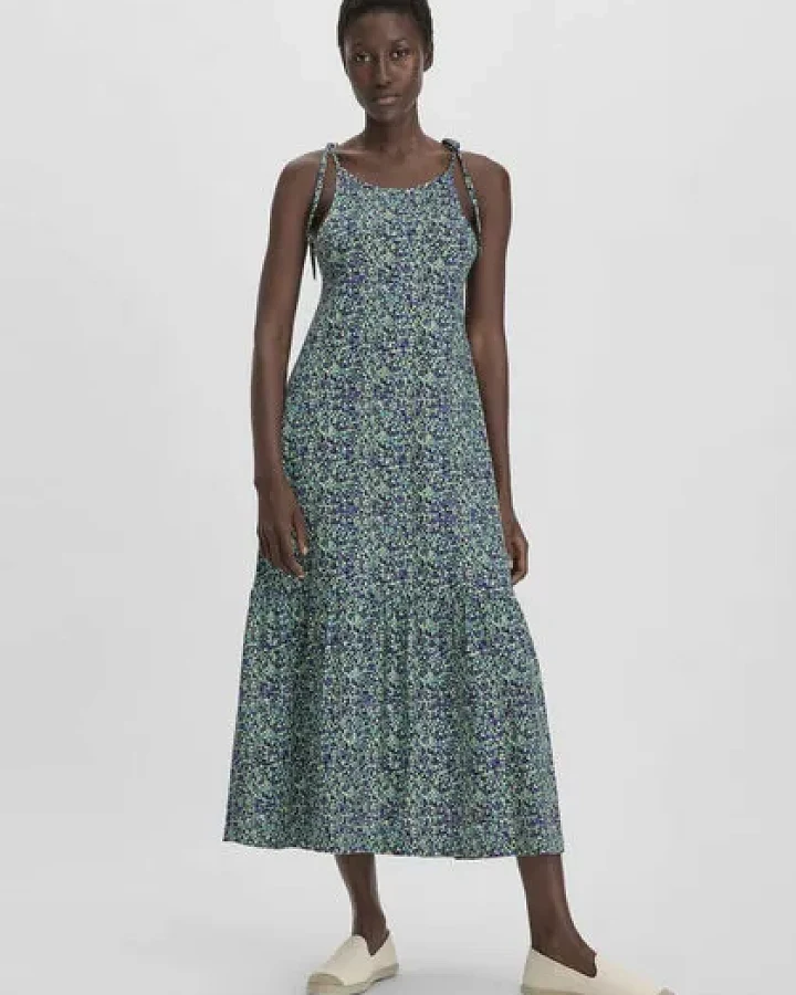 hessnatur Print Jersey Kleid Midi Relaxed aus reiner Bio-Baumwolle