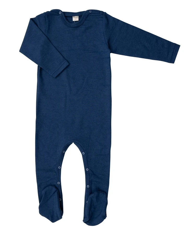 Lilano Baby Strampler mit Fuß Wolle Seide marine Gr.56