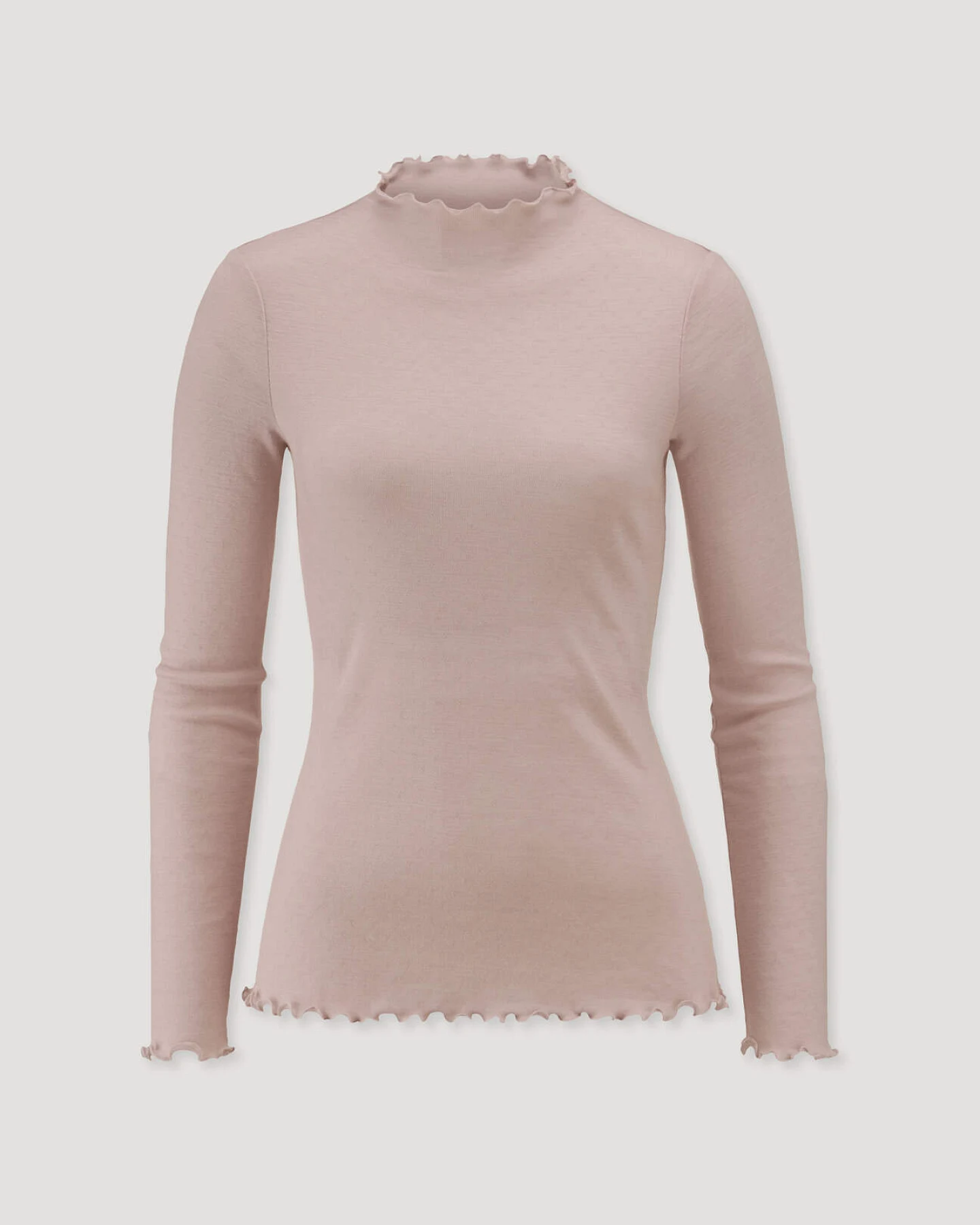 hessnatur Damen Mock-Neck Longsleeve Pointelle aus Bio-Merinowolle - rosa - Größe 42 – Ansicht 4