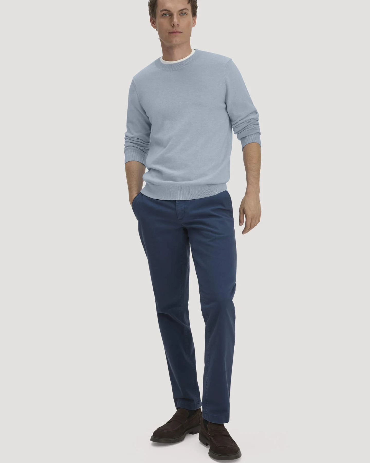 hessnatur Herren Strick Pullover Regular aus Bio-Baumwolle - blau - Größe XL – Ansicht 2