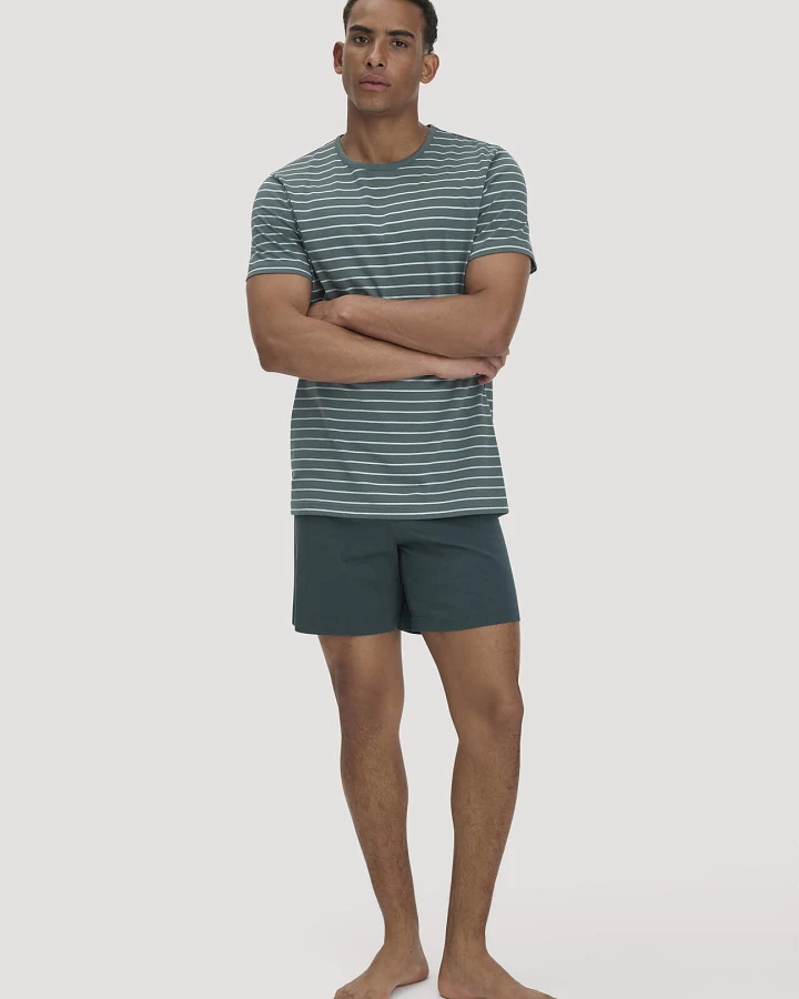 hessnatur Herren Pyjama PURE COTTON aus Bio-Baumwolle - blau - Größe L