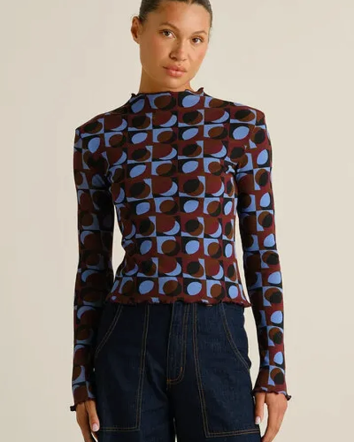 Produktseite: DEDICATED Langarmshirt Ryd Rib "Retro Geo" aus Biobaumwolle