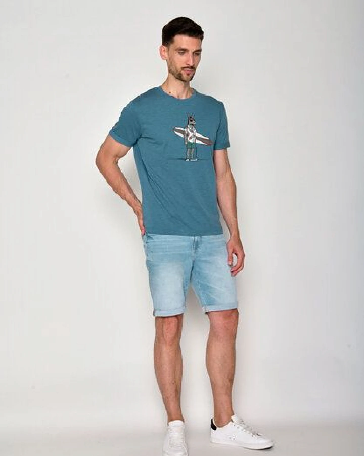 GREENBOMB Animal Donkey Surf Roll - Lässiges T-Shirt aus Bio-Baumwoll Mix / hochwertiger Print / GOTS / Fair & Vegan – Ansicht 3