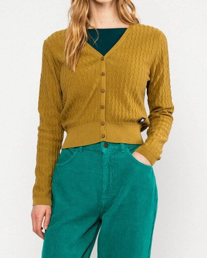 Blutsgeschwister Lochstrick Cardigan "Save The World" mit V-Ausschnitt