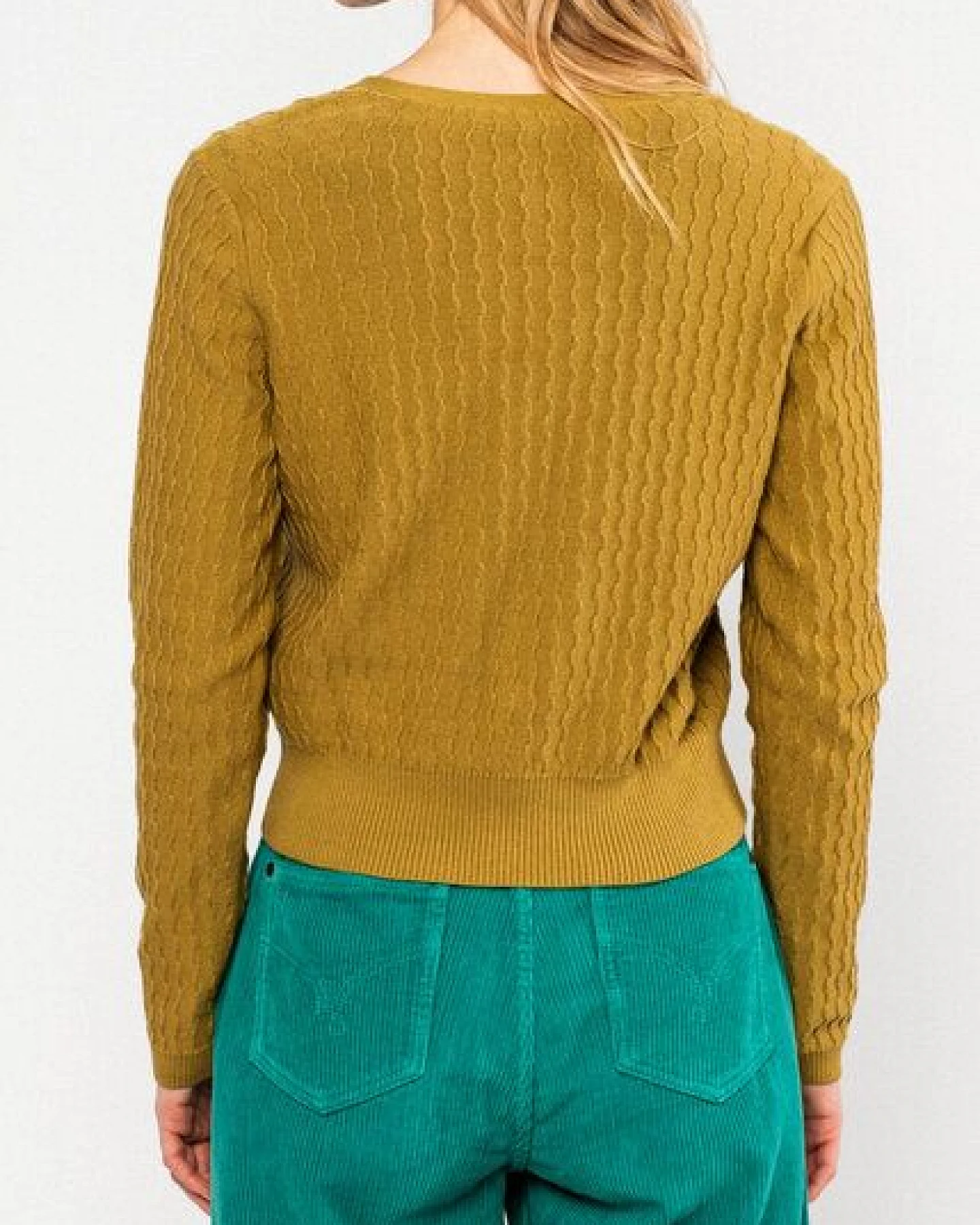 Blutsgeschwister Lochstrick Cardigan "Save The World" mit V-Ausschnitt – Ansicht 2