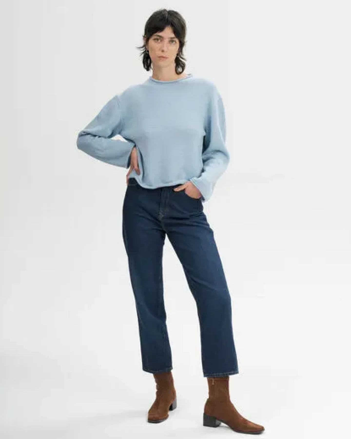 MELA Rollsaum Strickpullover Style GEETHA aus 100% Bio-Baumwolle – Ansicht 3
