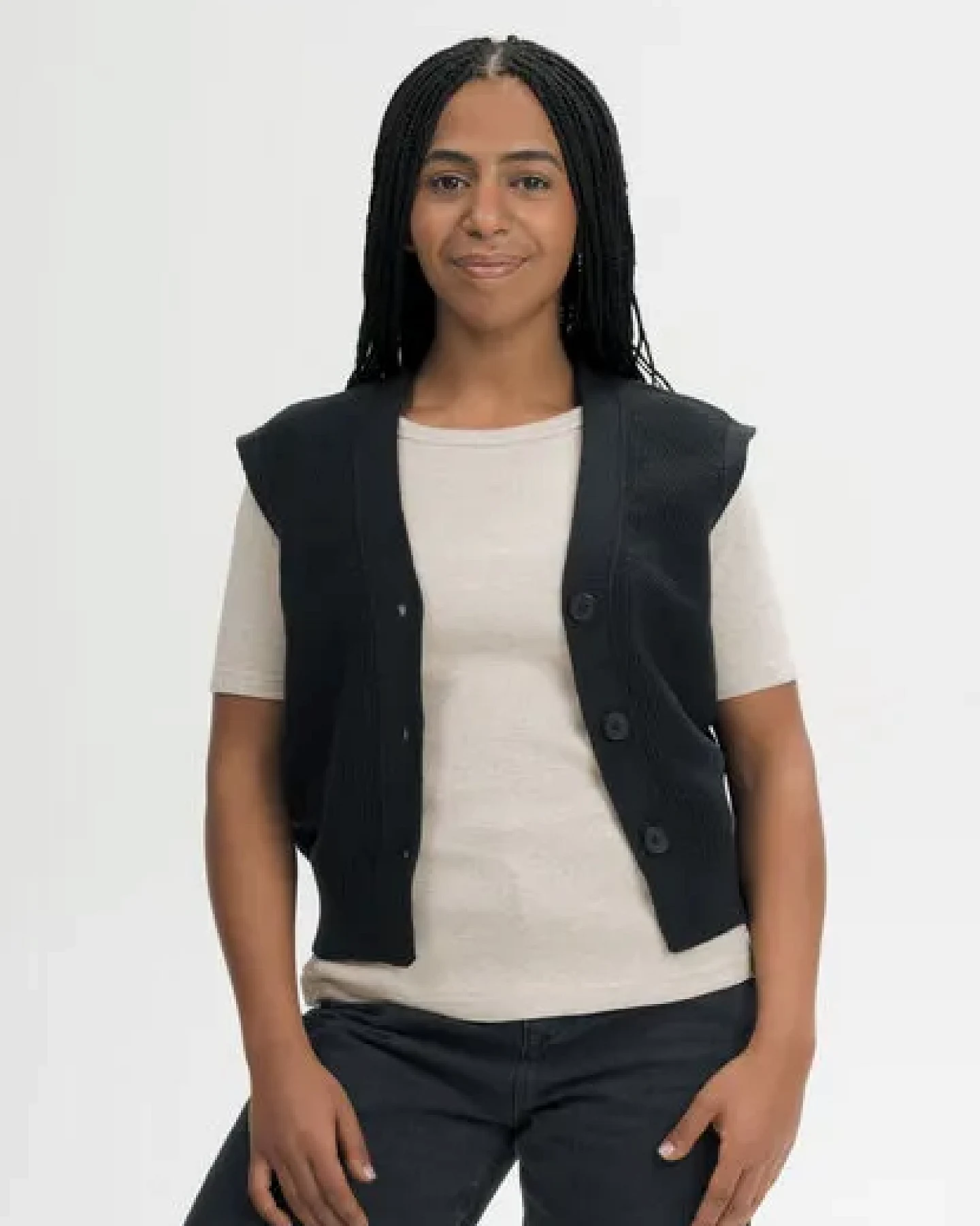MELA Strukturierte Strickweste Style BHOJA aus 100% Bio-Baumwolle – Ansicht 2