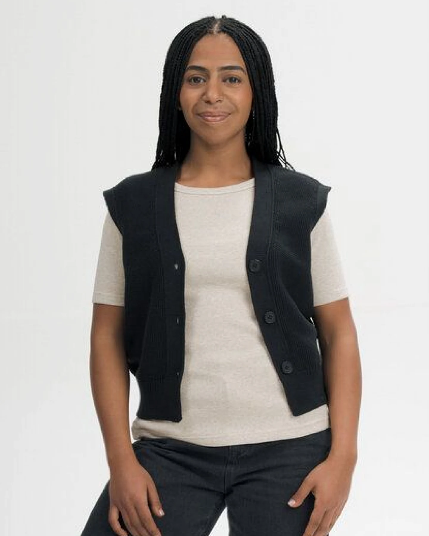 MELA Strukturierte Strickweste Style BHOJA aus 100% Bio-Baumwolle – Ansicht 2
