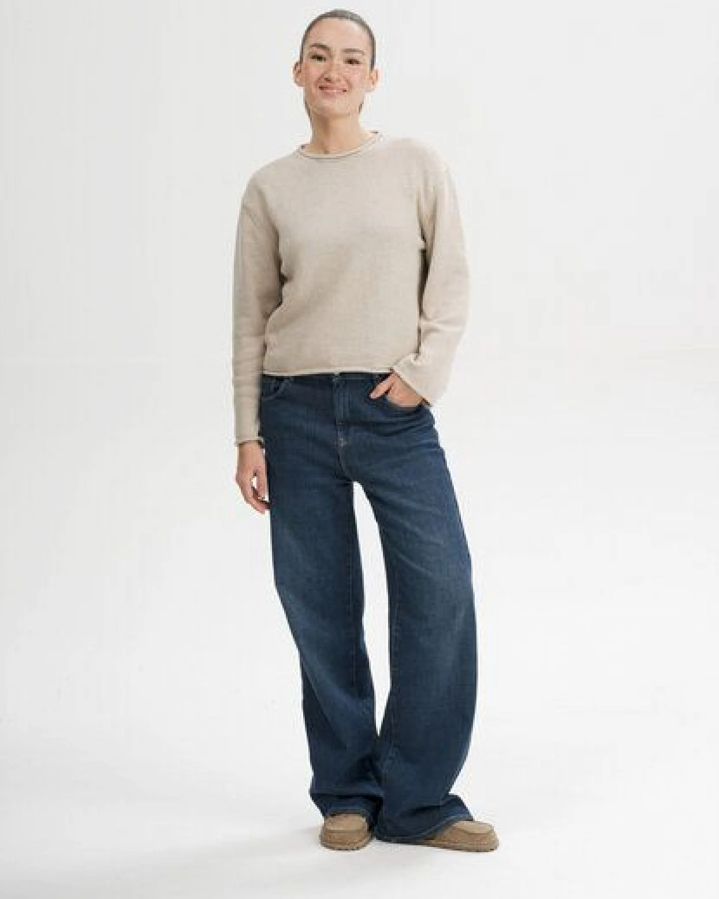 MELA Rollsaum Strickpullover Style GEETHA aus 100% Bio-Baumwolle – Ansicht 3