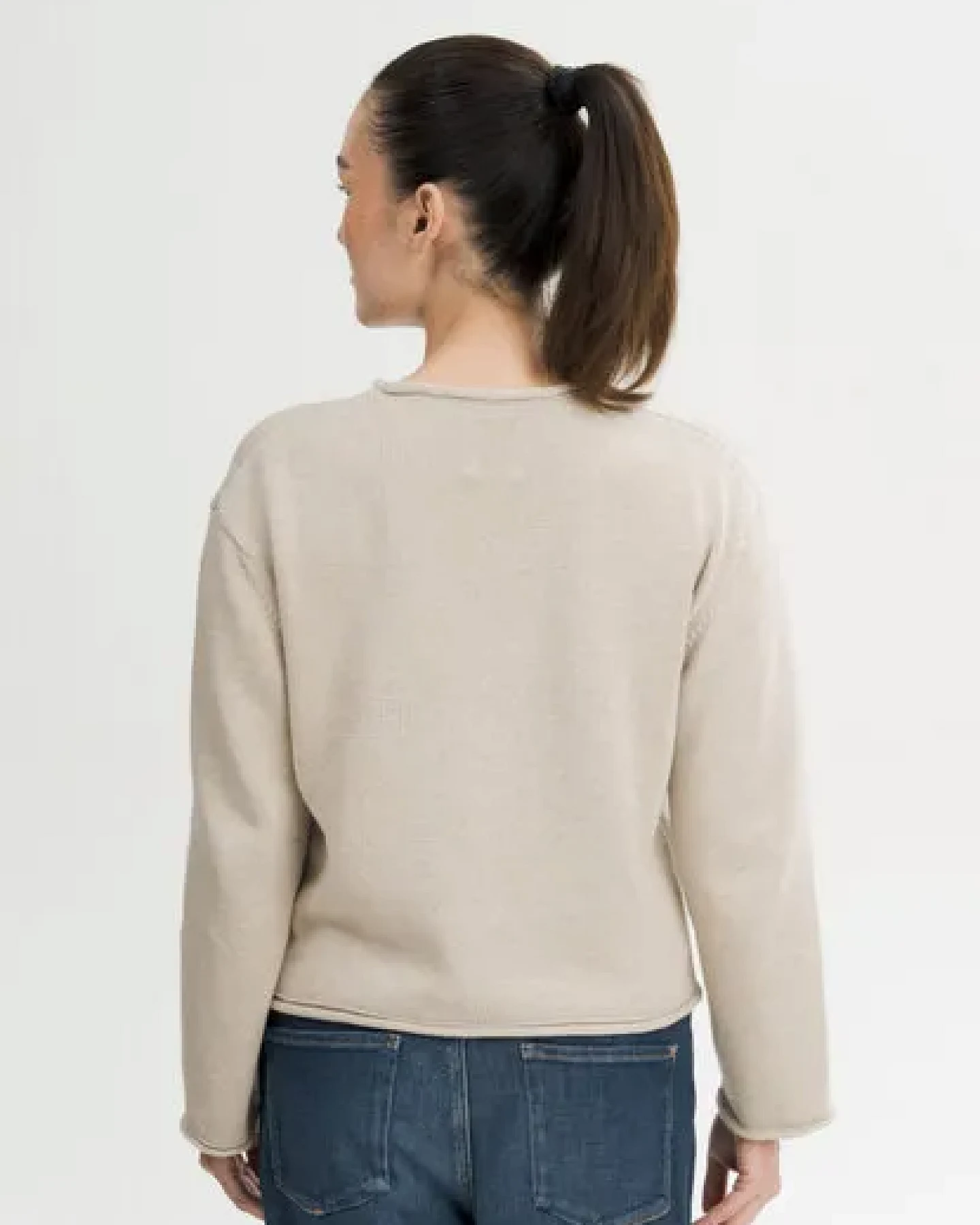 MELA Rollsaum Strickpullover Style GEETHA aus 100% Bio-Baumwolle – Ansicht 2