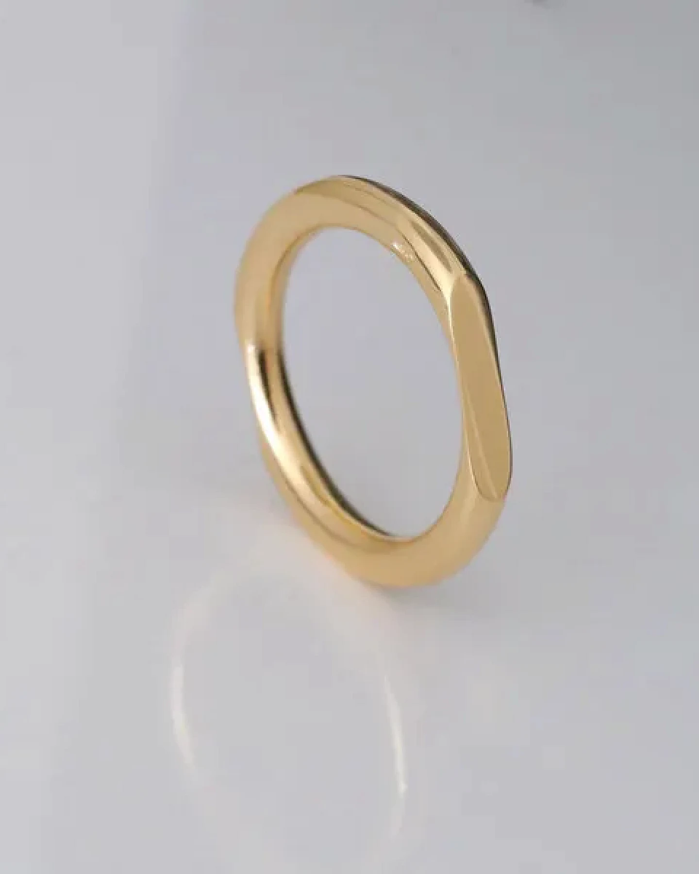 BELLYBIRD Jewellery Ring DUO mit 2 abgeflachten Seiten, Silber 925, vergoldet – Ansicht 2