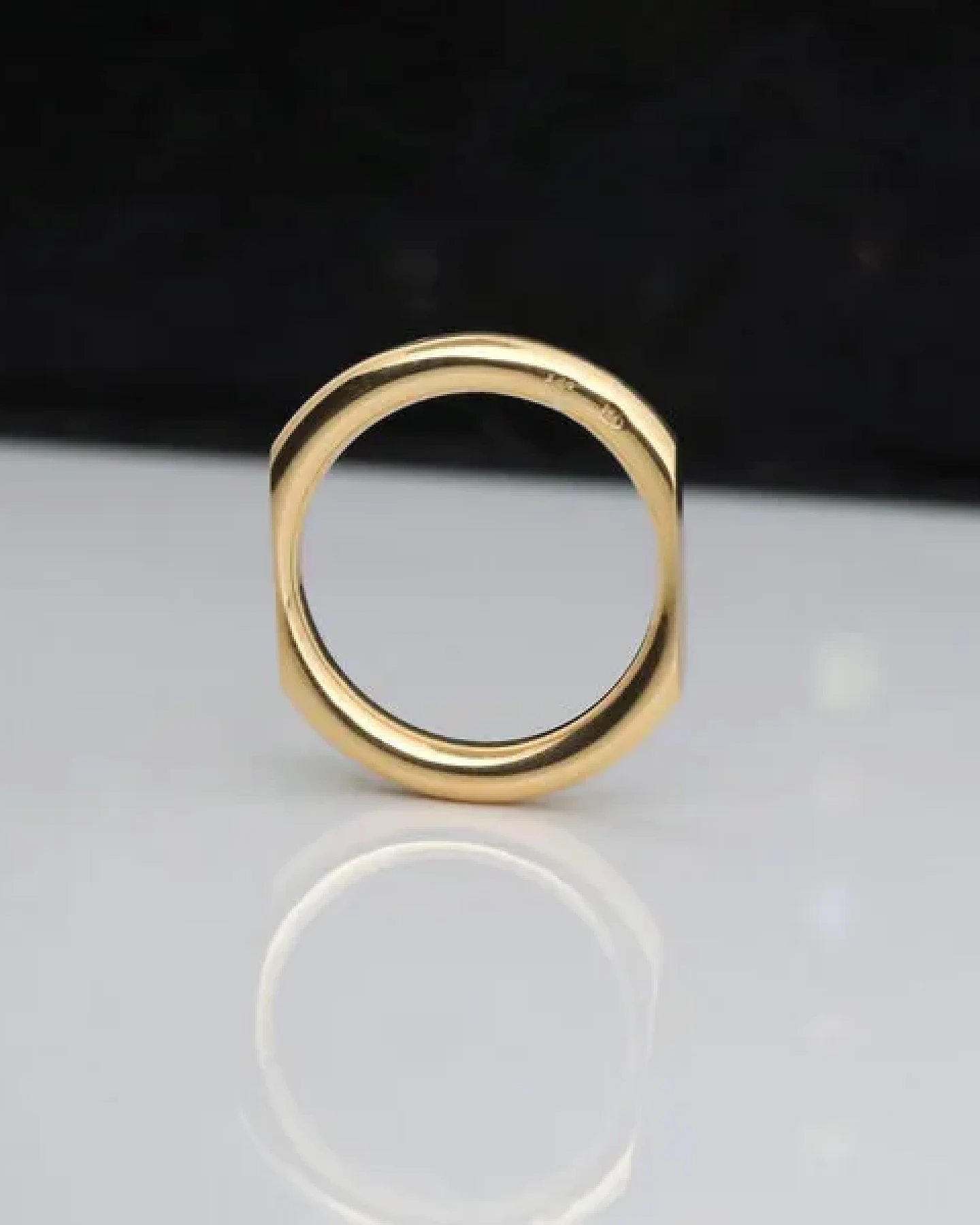 BELLYBIRD Jewellery Ring DUO mit 2 abgeflachten Seiten, Silber 925, vergoldet – Ansicht 4