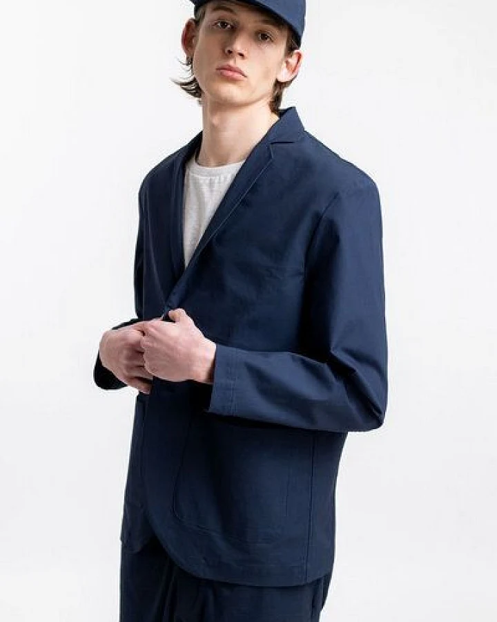 Rotholz Workwear Blazer aus Bio Ripstop Blau