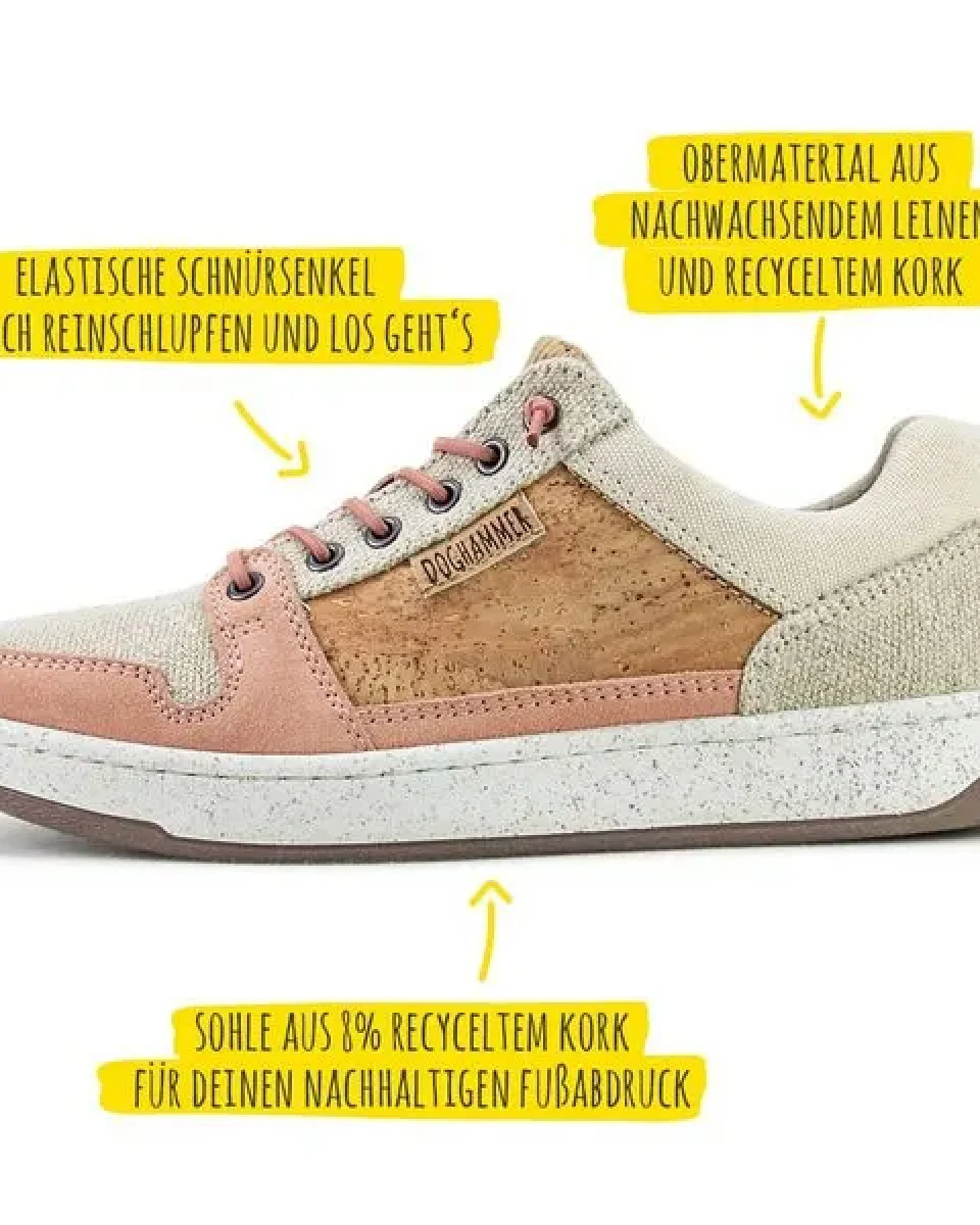 Doghammer Nachhaltiger Sneaker mit recyceltem Kork für Damen - Natural Commuter – Ansicht 4