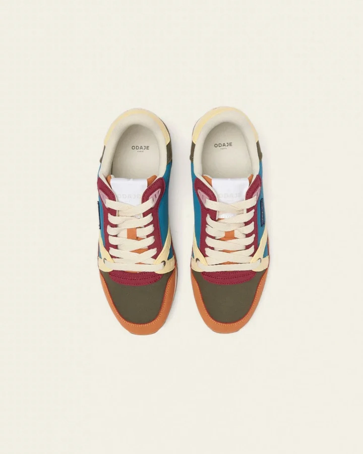 Odaje Damen vegan Sneaker Andrée Burgund/Khaki/Brick – Ansicht 2