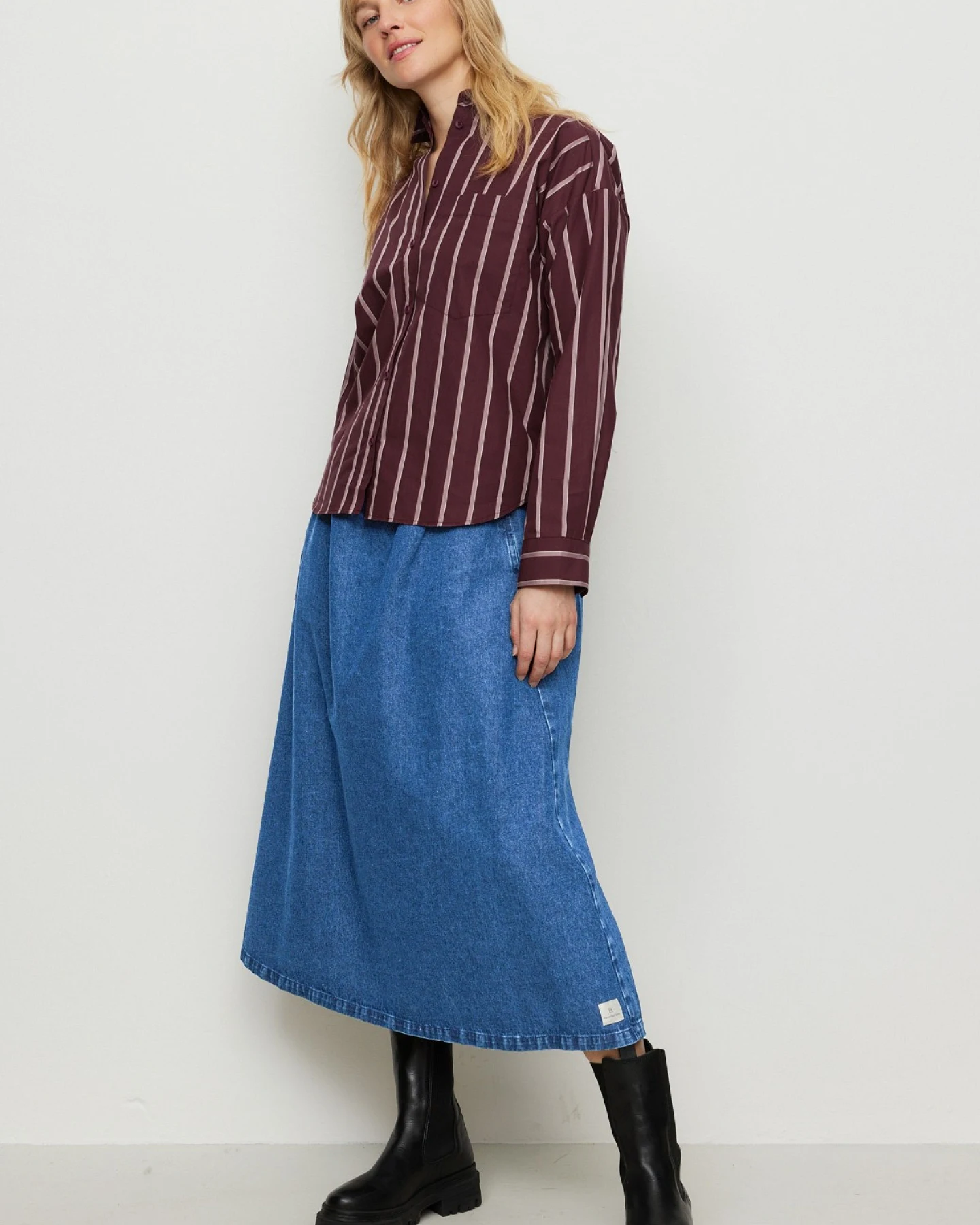 Bluse Forsythia Stripes Weinrot – Ansicht 5