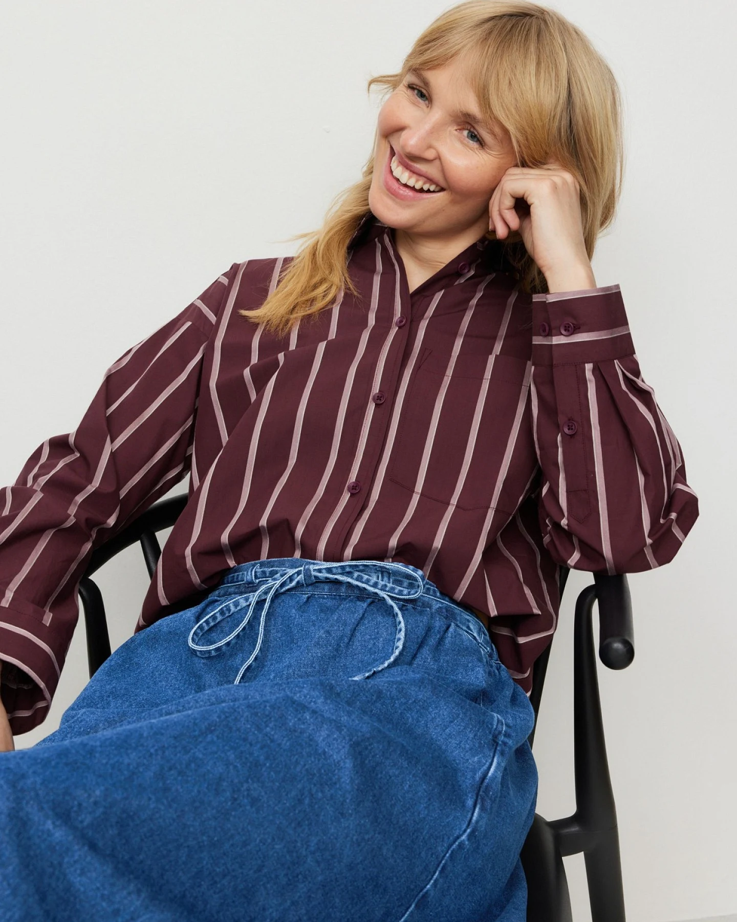Bluse Forsythia Stripes Weinrot – Ansicht 3