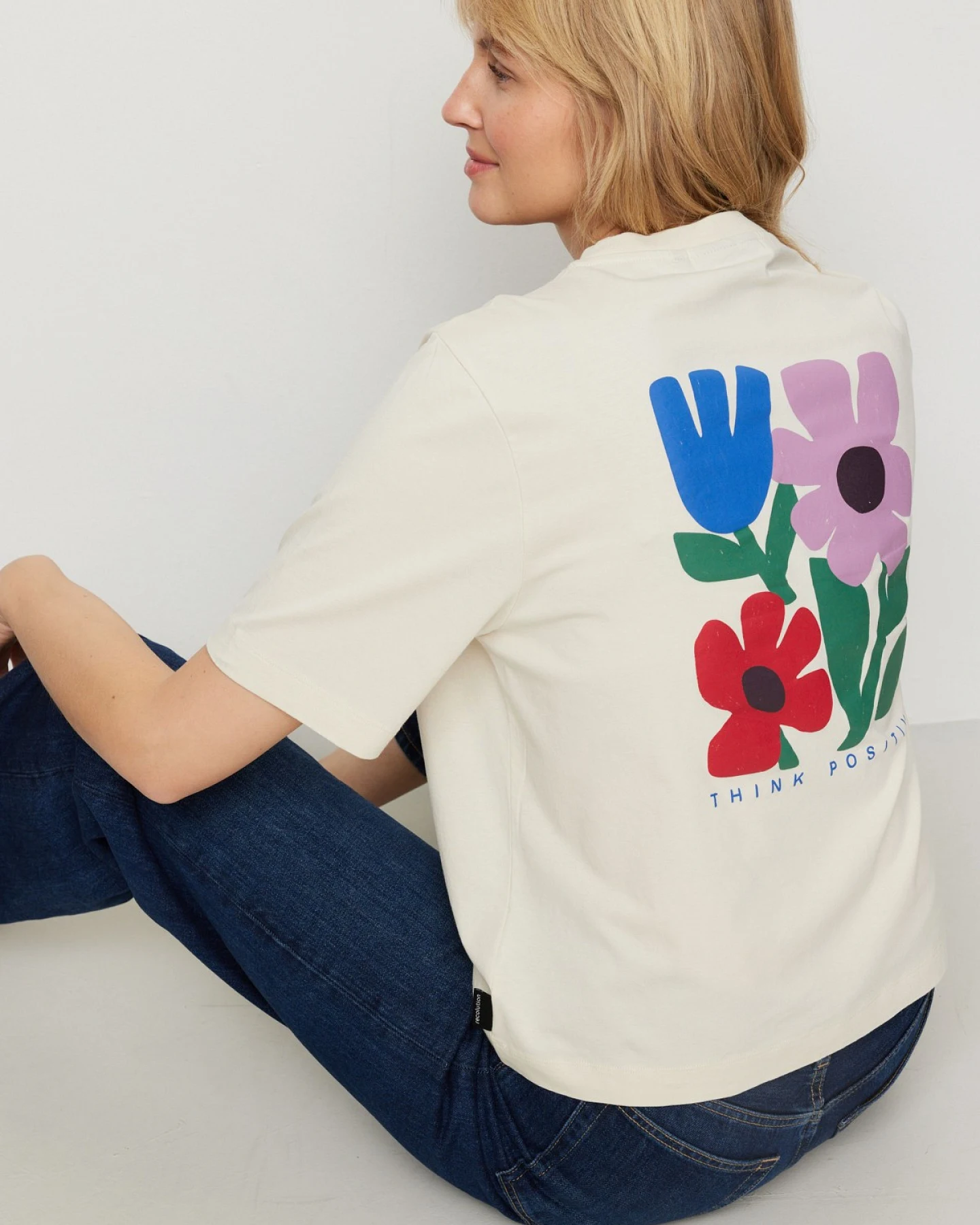 T-Shirt Azolla Think Positive Off White – Ansicht 4