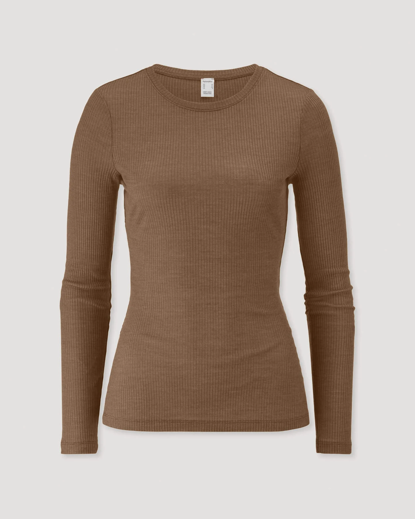 hessnatur Damen Longsleeve WARM TOUCH aus Bio-Schurwolle und TENCEL™ Lyocell - braun - Größe 46 – Ansicht 3