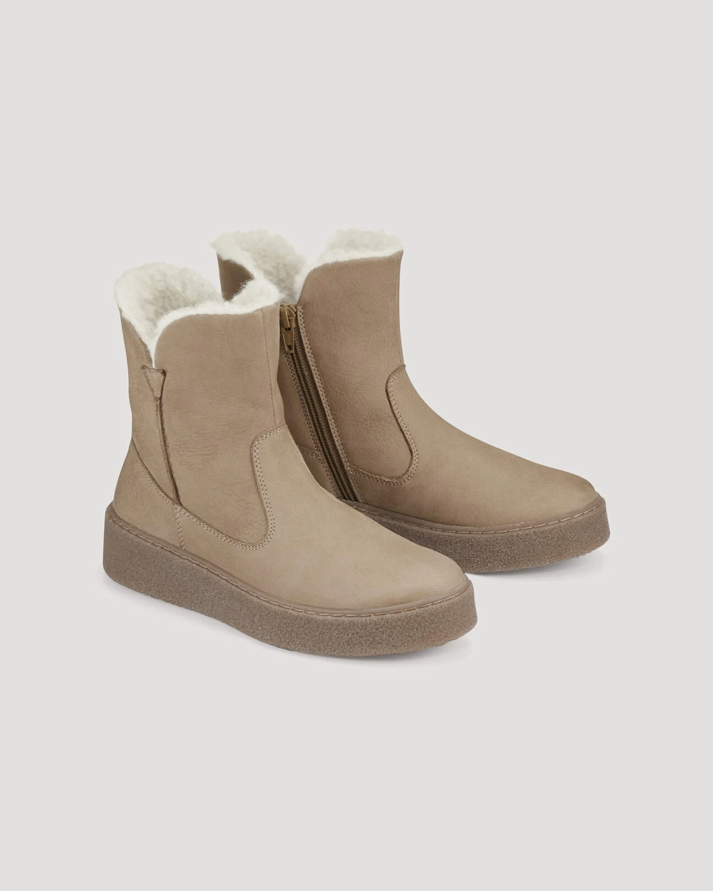 hessnatur Damen Winter-Boot aus Rindsnubukleder - beige - Größe 38 – Ansicht 2