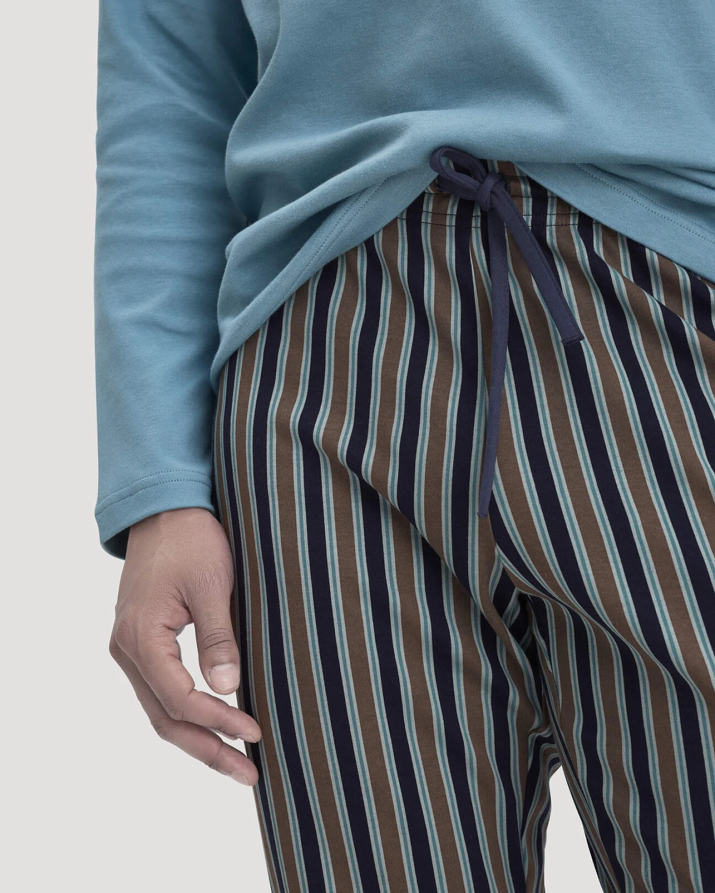 hessnatur Herren Schlafhose PURE COTTON aus Bio-Baumwolle - blau - Größe M – Ansicht 2