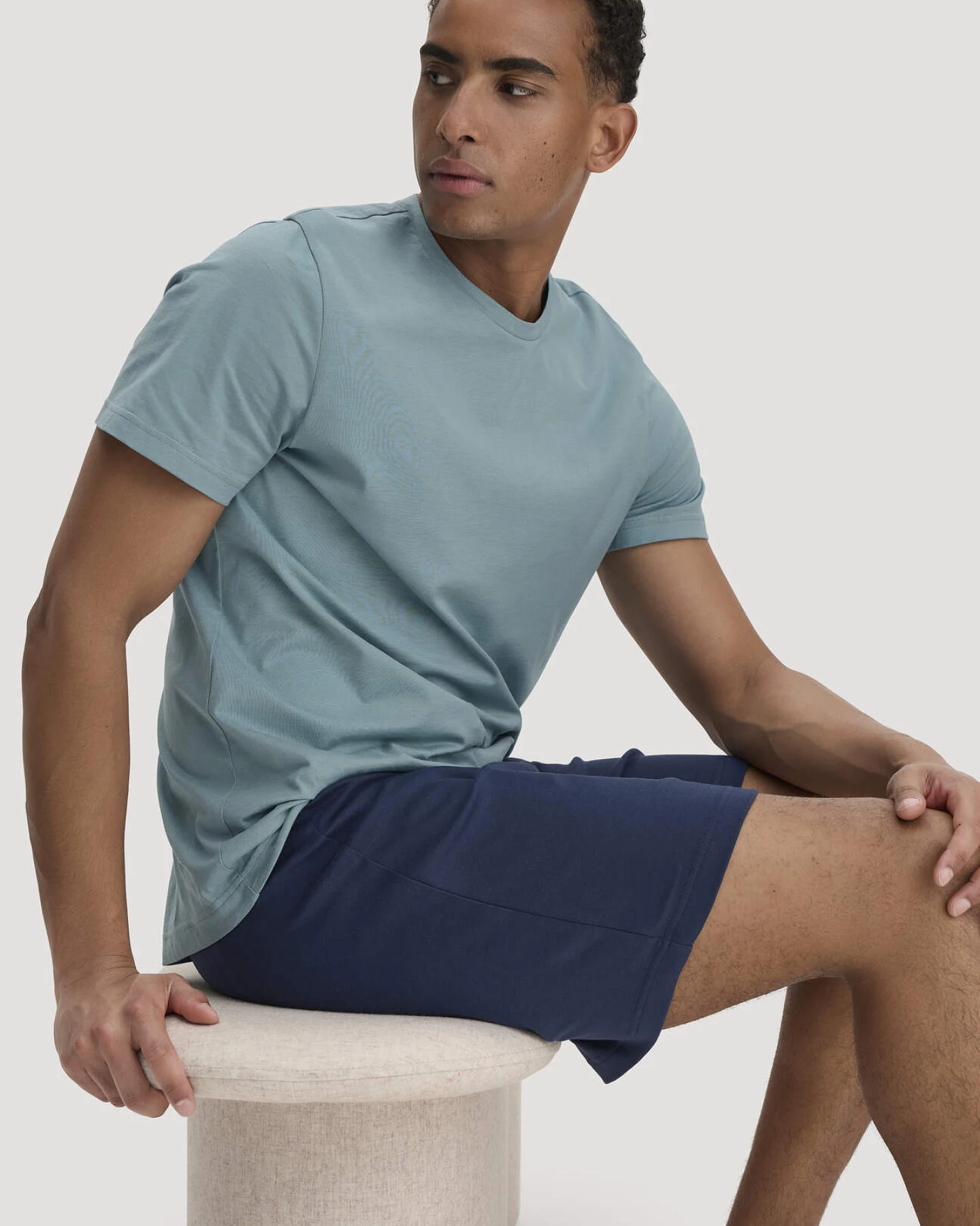 hessnatur Herren Schlafshorts PURE COTTON aus Bio-Baumwolle - blau - Größe L – Ansicht 2