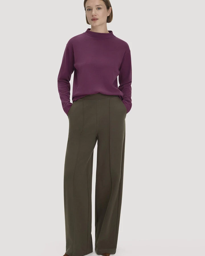 hessnatur Damen Hose Wide Leg Relaxed aus Bio-Baumwolle - grün - Größe 34