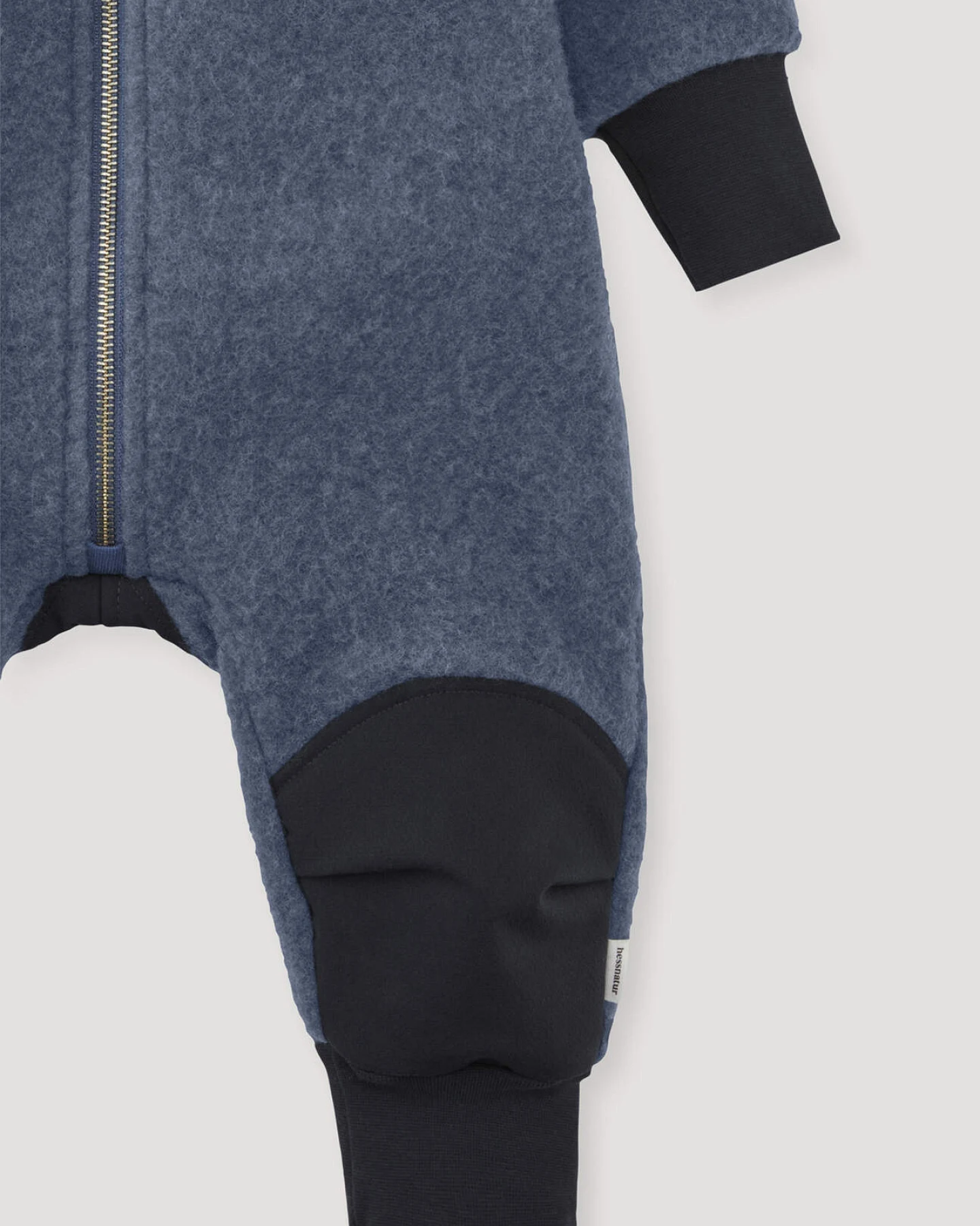 hessnatur Baby Wollfleece Overall aus Bio-Merinowolle mit Softshell - blau - Größe 74/80 – Ansicht 3