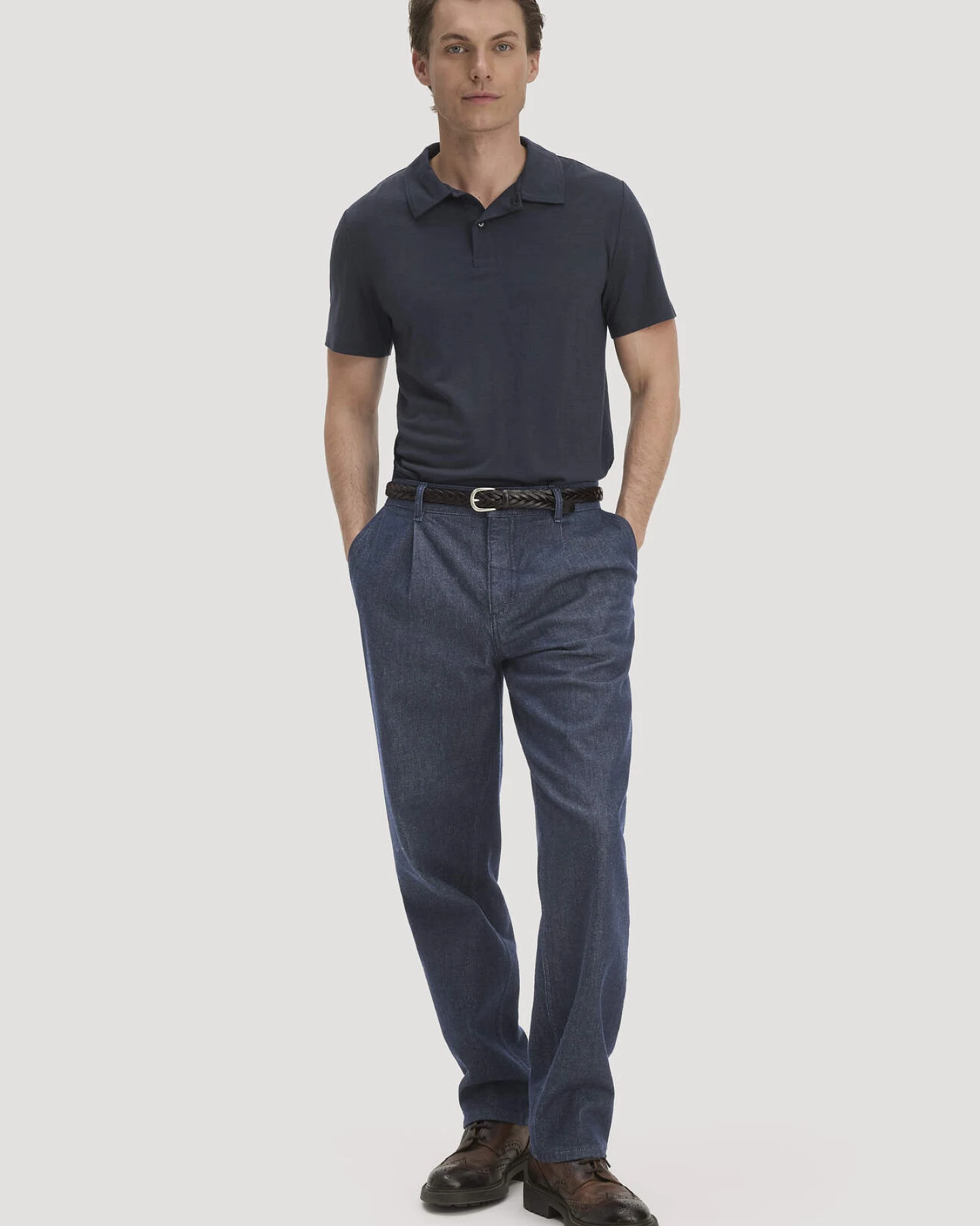 hessnatur Herren Wollshirt Polo Regular aus Bio-Merinowolle - blau - Größe 54 – Ansicht 2