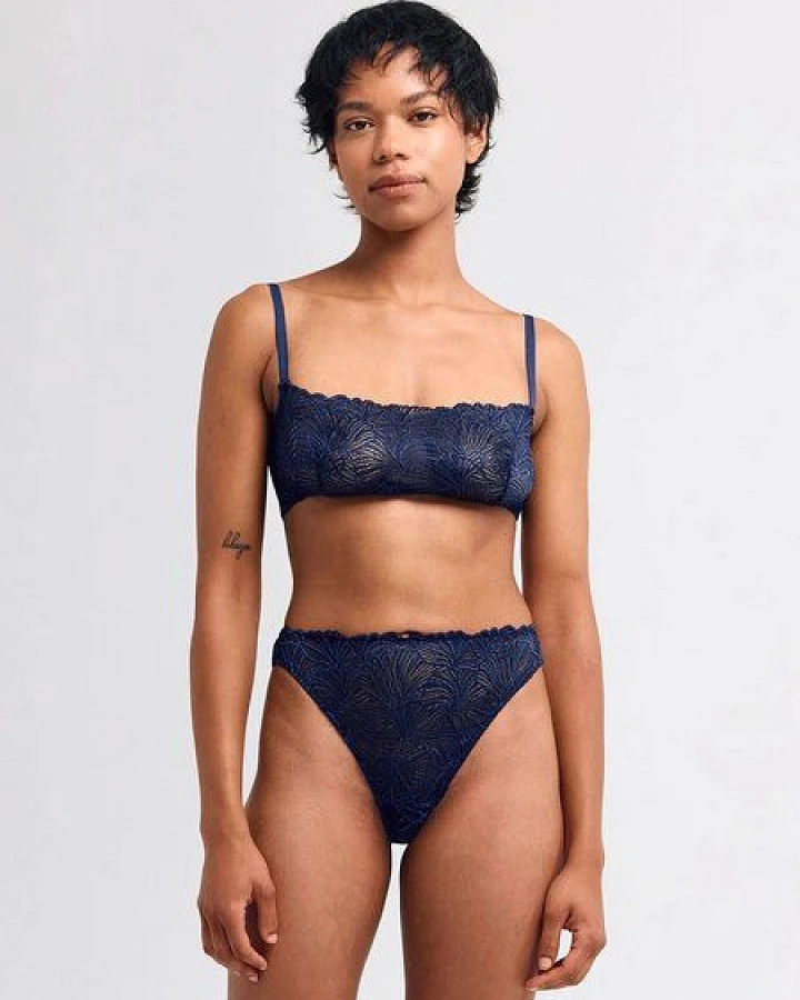 erlich textil Fluid Lace bügelloser Bandeau Bralette mit Spitze, made in Europe