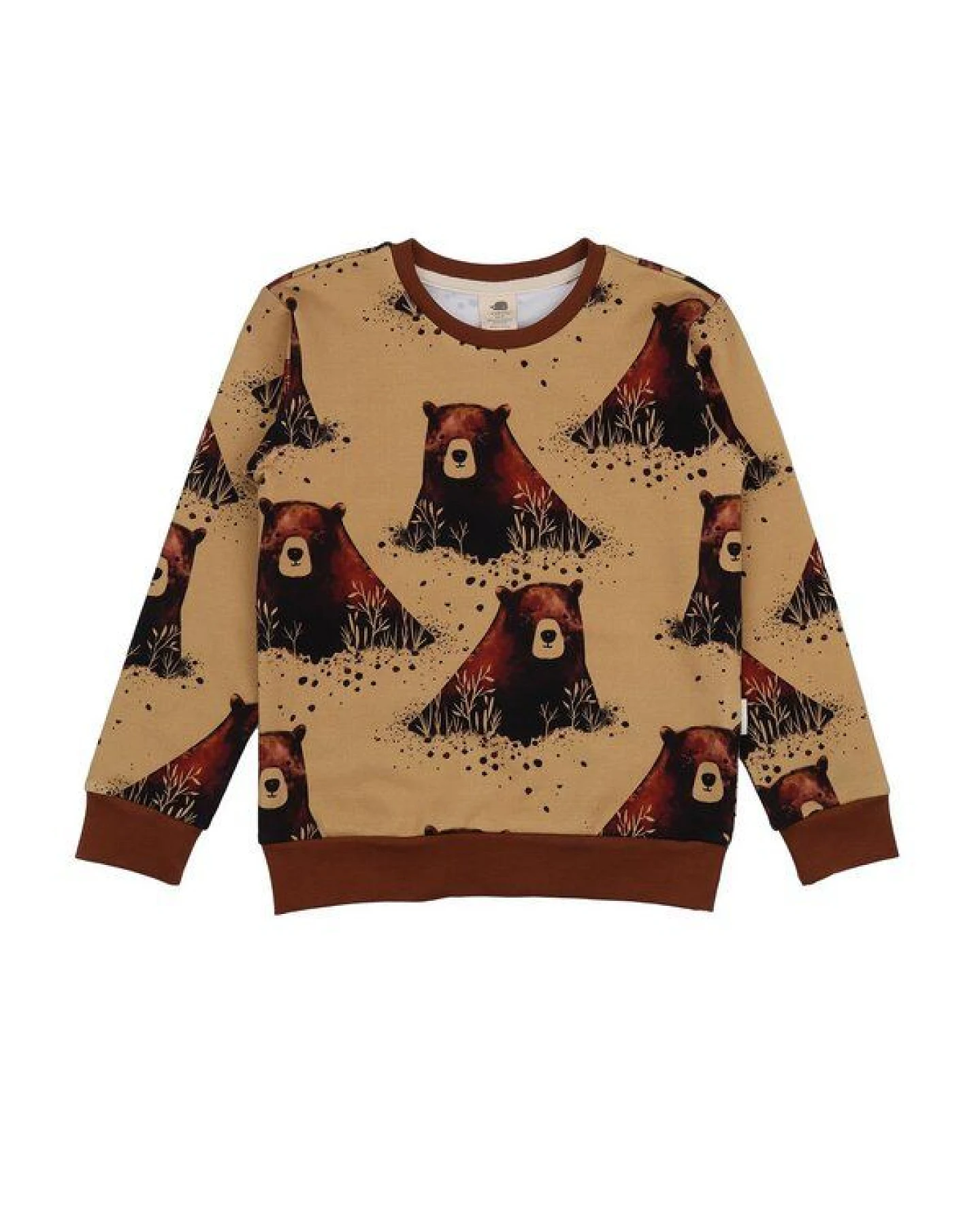 Kinder Sweatshirt GOTS-zertifiziert aus Bio-Baumwolle, senfgelb mit Grizzly-Bären-Print – Walkiddy, weich & hautfreundlich – Ansicht 2