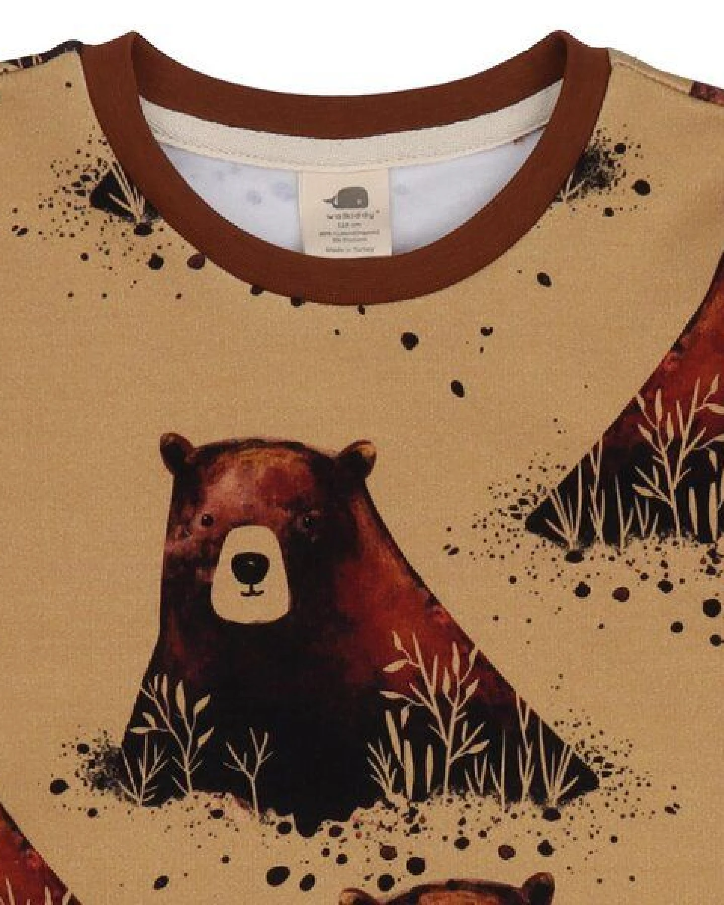 Kinder Sweatshirt GOTS-zertifiziert aus Bio-Baumwolle, senfgelb mit Grizzly-Bären-Print – Walkiddy, weich & hautfreundlich – Ansicht 3