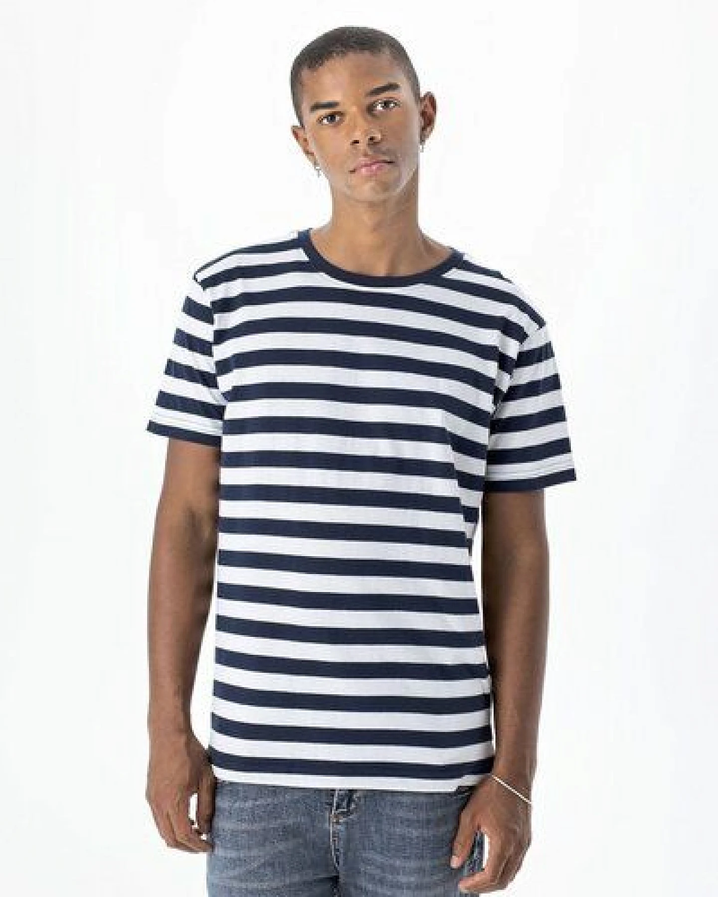 Mantis Damen / Herren Unisex T-Shirt Shirt Striped gestreift Bio Baumwolle Vegan – Ansicht 2