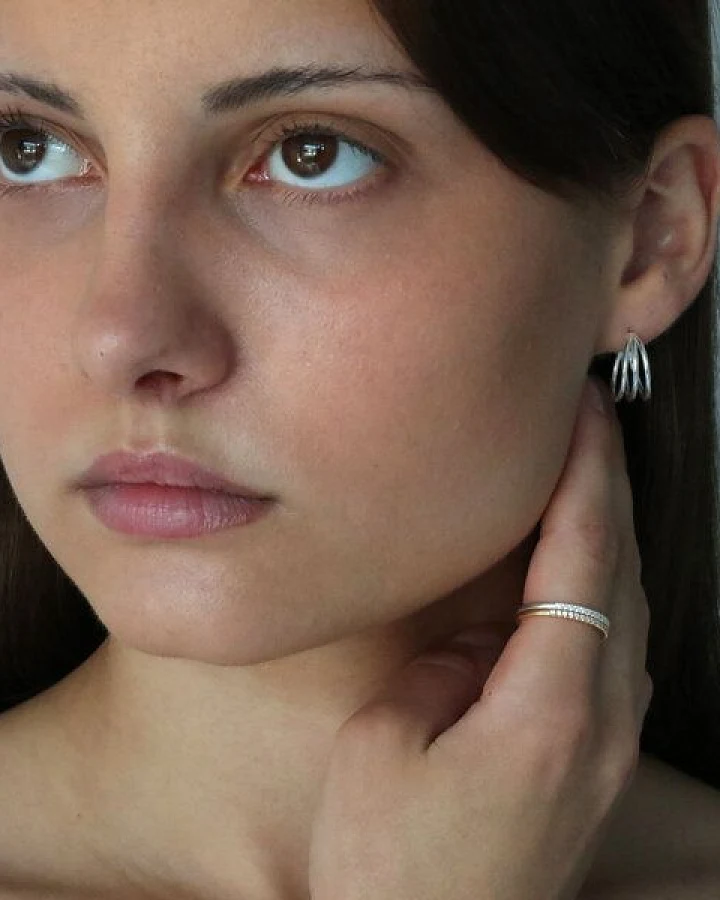 BELLYBIRD Jewellery CREOLEN - TRIO, Design aus 3 Ringen, glänzende Oberfläche, 925 Silber