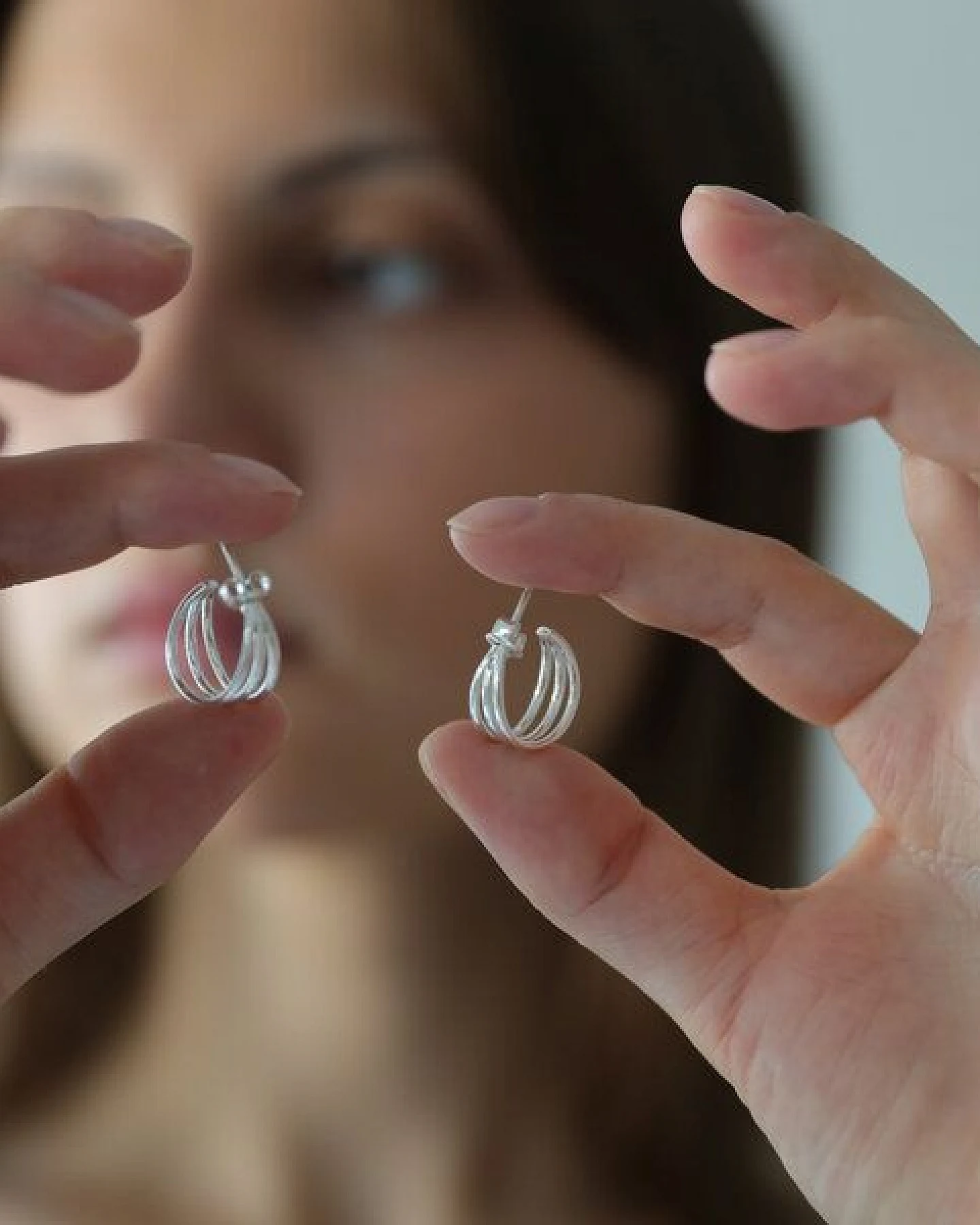 BELLYBIRD Jewellery CREOLEN - TRIO, Design aus 3 Ringen, glänzende Oberfläche, 925 Silber – Ansicht 4