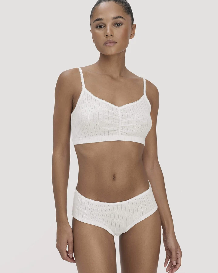hessnatur Damen Pointelle Bustier PURE COTTON aus Bio-Baumwolle - weiß - Größe 38