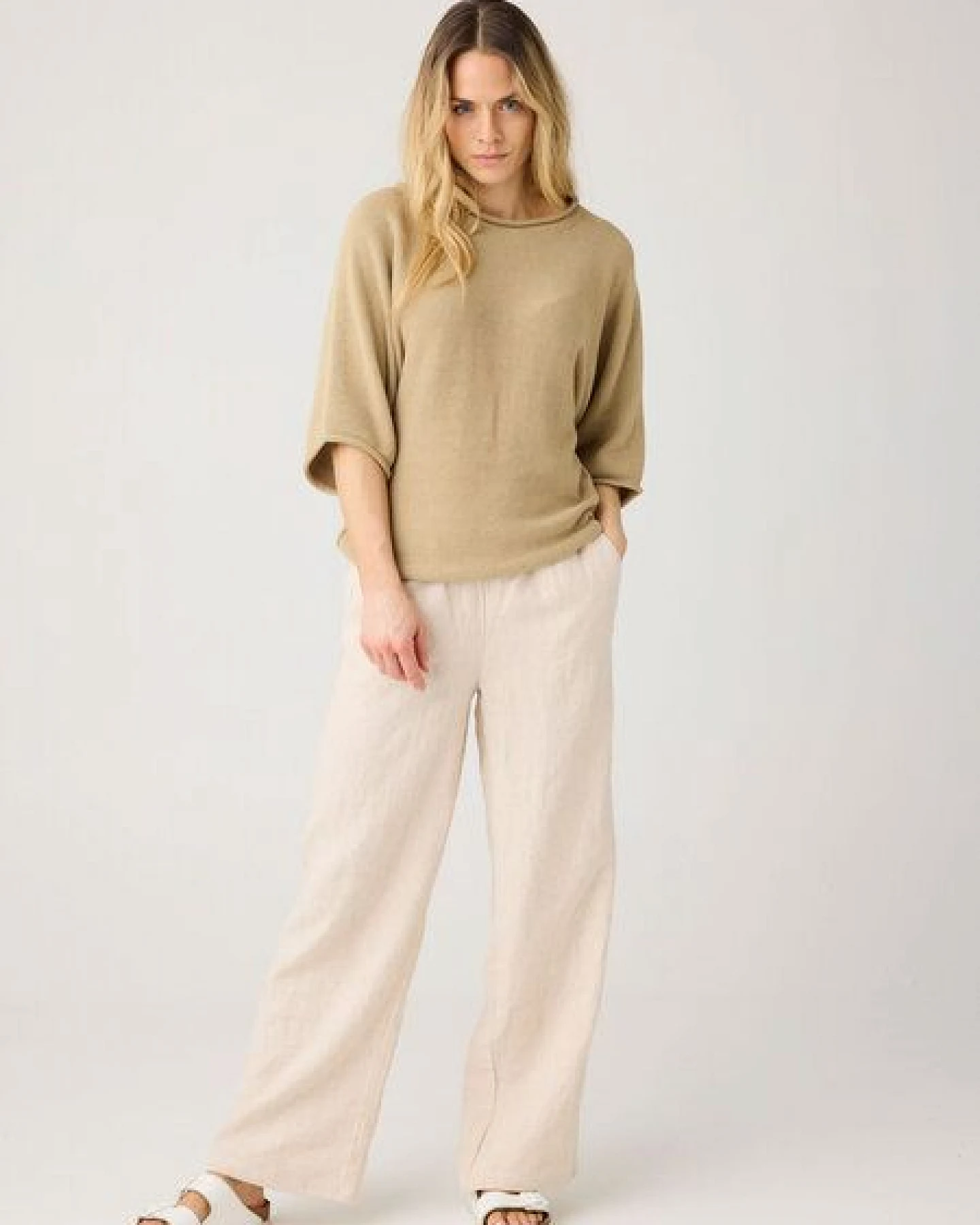KnowledgeCotton Apparel POSEY weite, mittelhohe Leinenhose - GOTS/Vegan – Ansicht 2