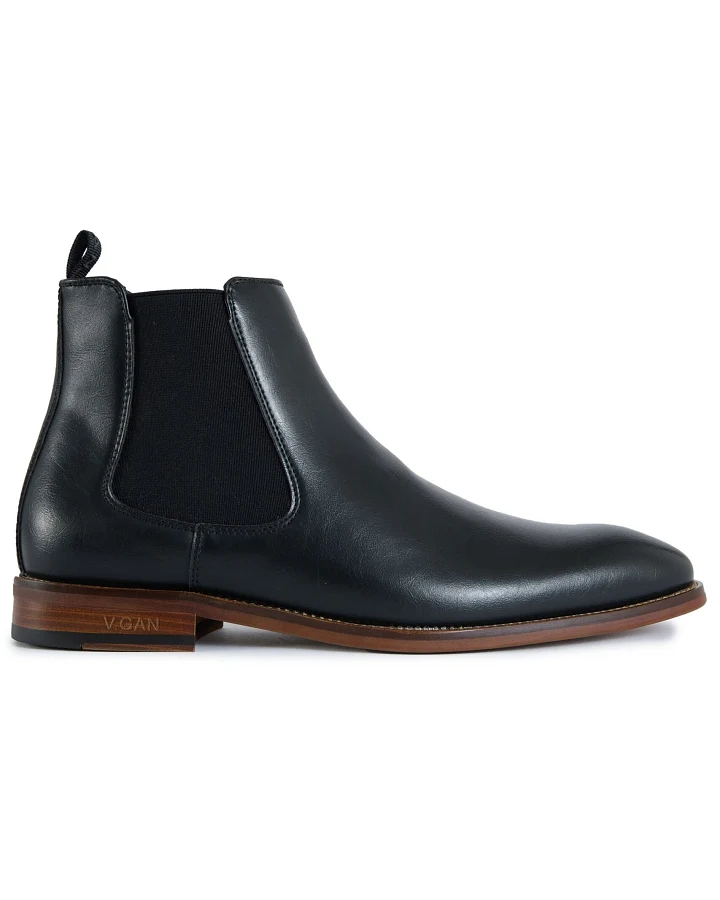V.GAN Herren vegan Chelsea Boots Affogato Schwarz