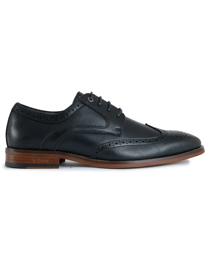 V.GAN Herren vegan Brogue Schuhe Mocha Schwarz