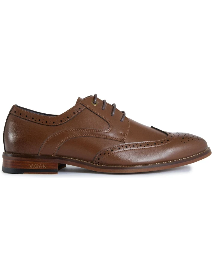 V.GAN Herren vegan Brogue Schuhe Mocha Tan