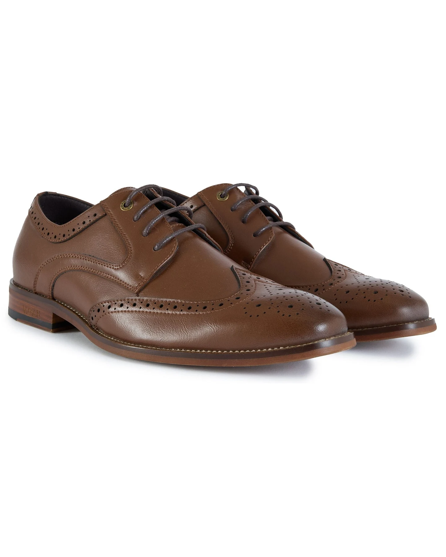 V.GAN Herren vegan Brogue Schuhe Mocha Tan – Ansicht 2