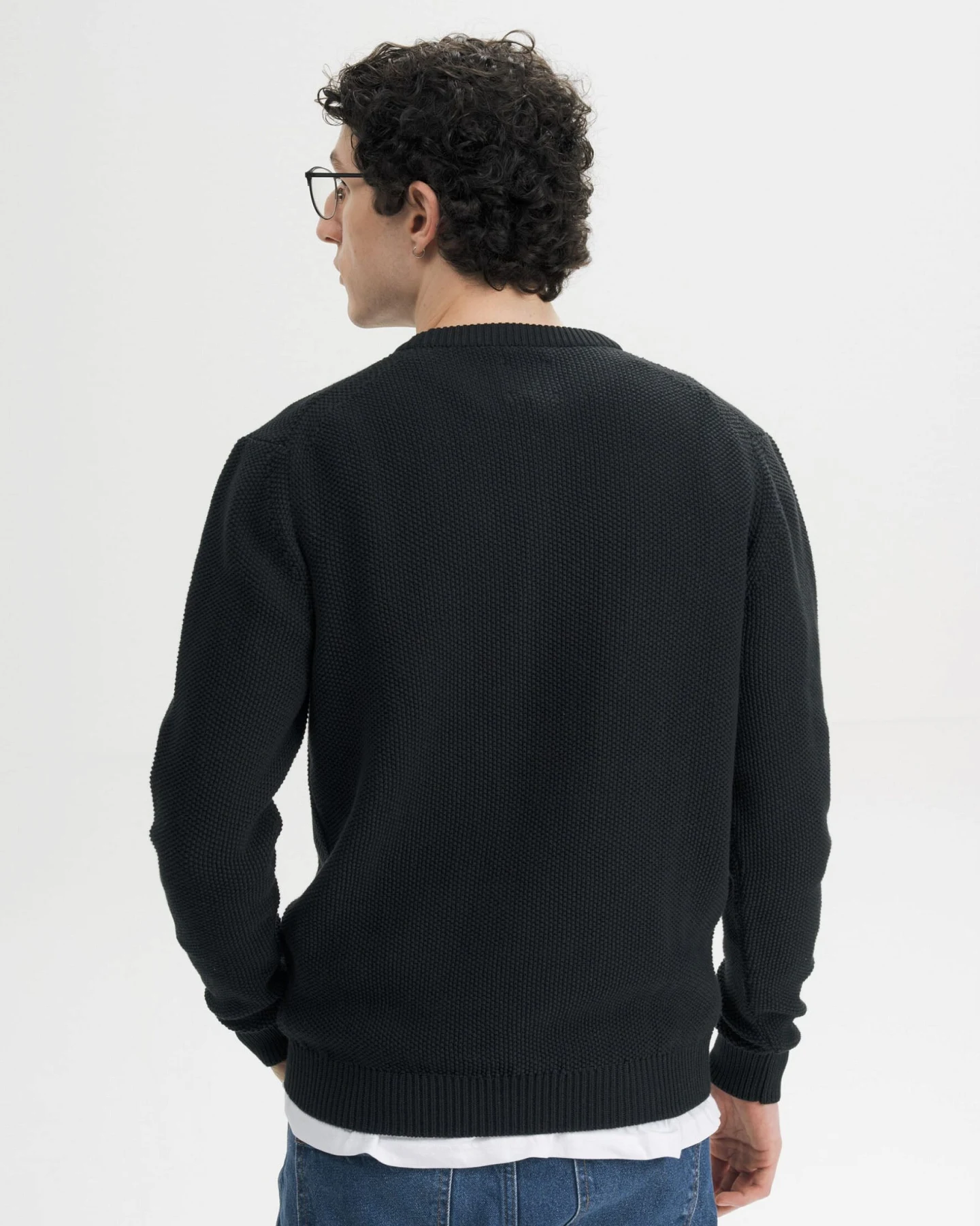MELA Herren vegan Strickpullover Structured Vareen In Schwarz – Ansicht 2