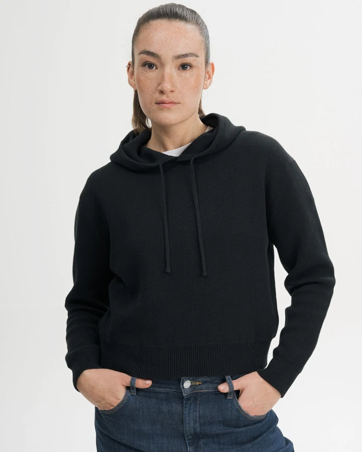 MELA Damen vegan Strick Hoodie Janisha Black