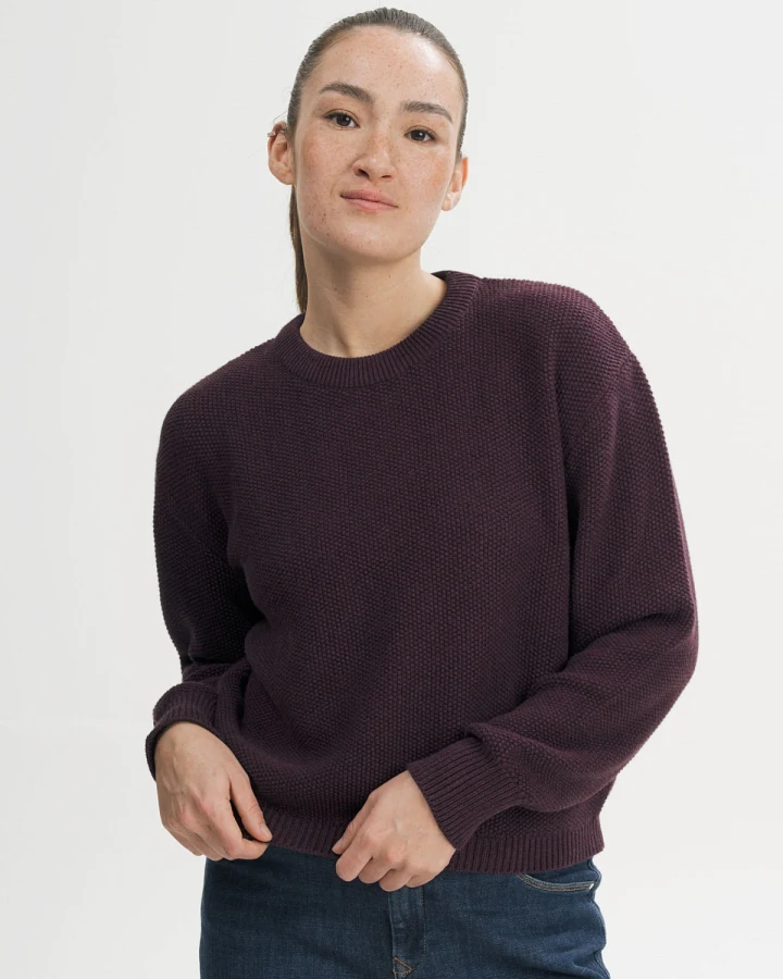 MELA Damen vegan Strickpullover Structured Suriya Elderberry Melange