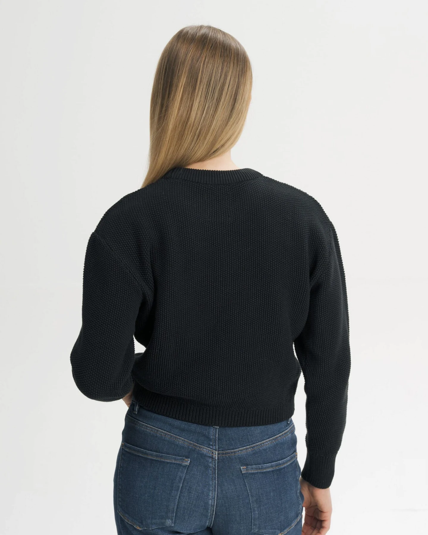 MELA Damen vegan Strickpullover Structured Suriya Schwarz – Ansicht 2