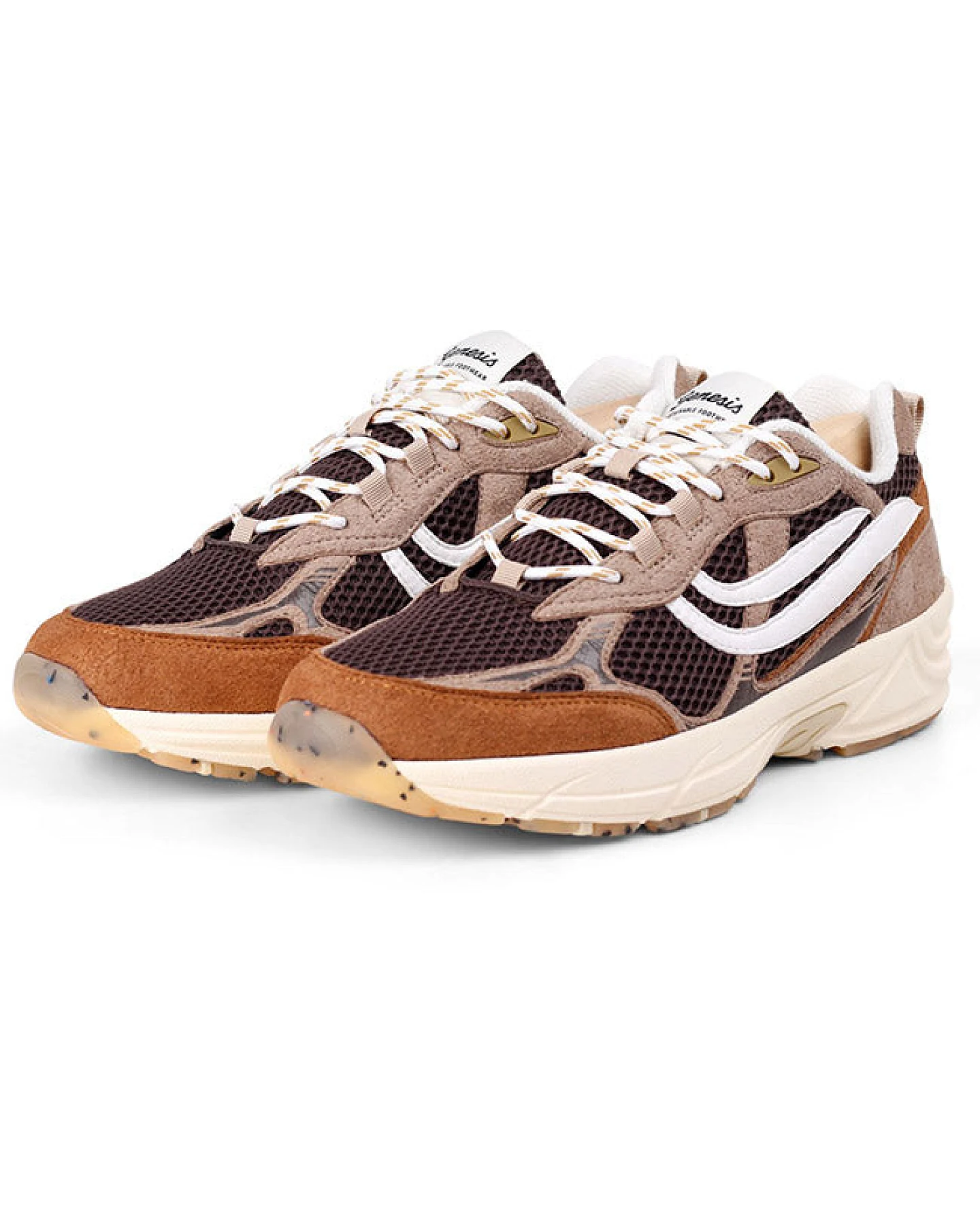 Genesis Damen vegan Sneaker G-Eco 99 Mit Gepunkteter Sohle Cognac/Beige/Grau – Ansicht 2