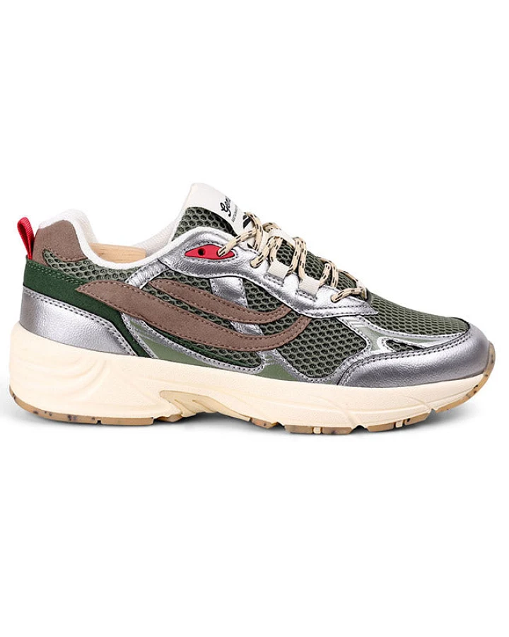 Genesis Damen vegan Sneaker G-Eco 99 Mit Gepunkteter Sohle, Silber/Olive