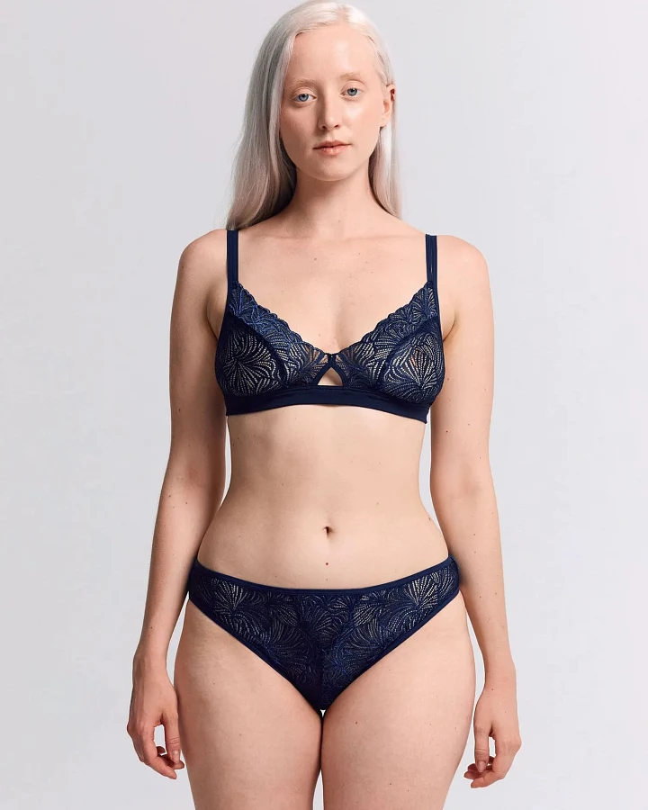 erlich textil Fluid Lace Slip für Frauen aus Polyamid in mitternachtblau