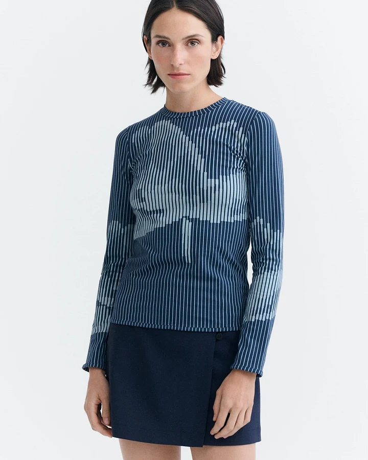Longsleeve Brisa Lotus Digital Print Blau