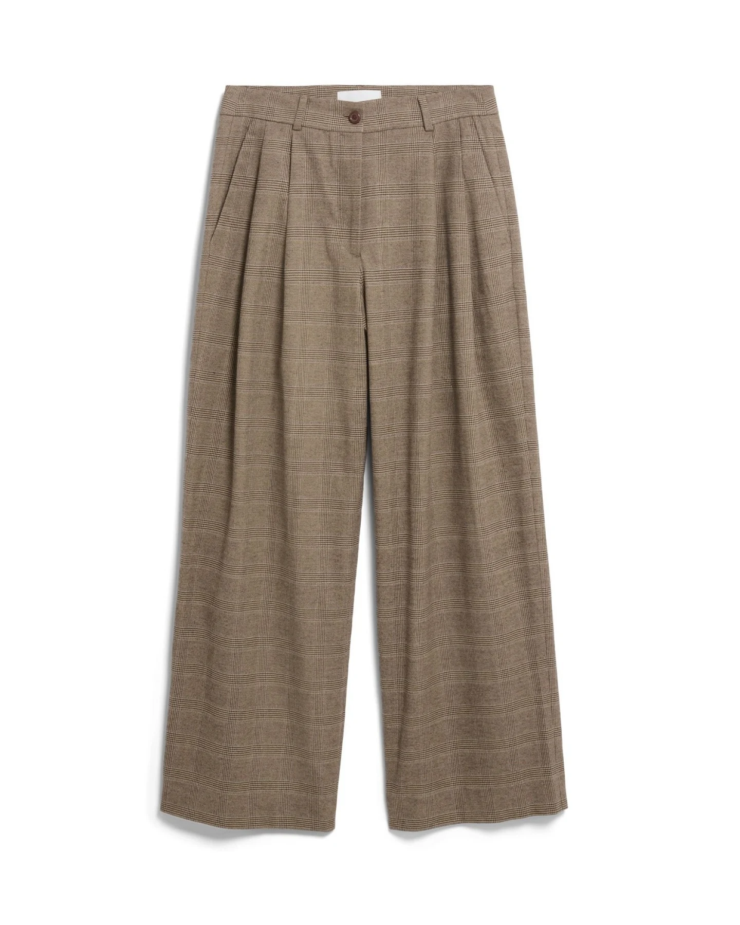 Hose Check Wide Pleated Beige – Ansicht 6
